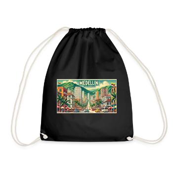 Medellin Kolumbien Vintage Design - Turnbeutel - Schwarz - Vorne