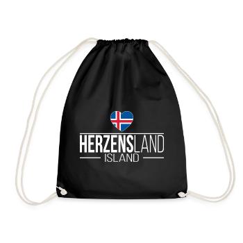 Herzensland Island Skandinavien Urlaub Reise - Turnbeutel - Schwarz - Vorne