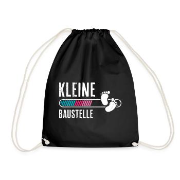 Soon Mom LITTLE CONSTRUCTION SITE Baby Comes Funny - Drawstring Bag - black - Front