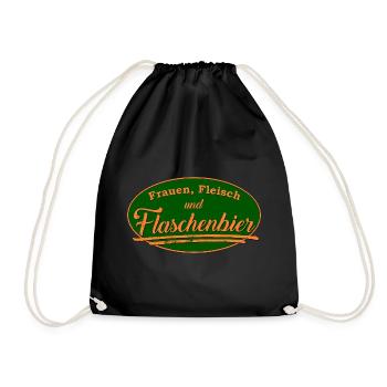 Frauen Fleisch Flaschenbier Retro Schild - Turnbeutel - Schwarz - Vorne