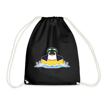 Pinguin Schwimmen Schwimmring Sommer - Turnbeutel - Schwarz - Vorne