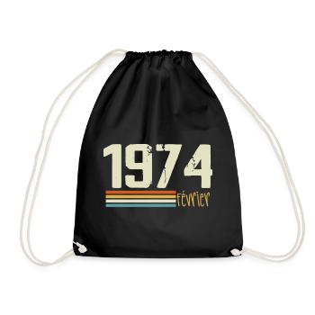 Février 1974 - Février 1974 Anniversaire 1974 - Sac de sport léger - noir - Devant