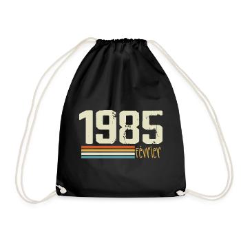 February 1985 - February 1985 Anniversary 1985 - Drawstring Bag - black - Front