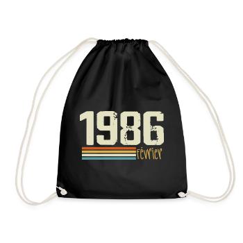 February 1986 - February 1986 Anniversary 1986 - Drawstring Bag - black - Front
