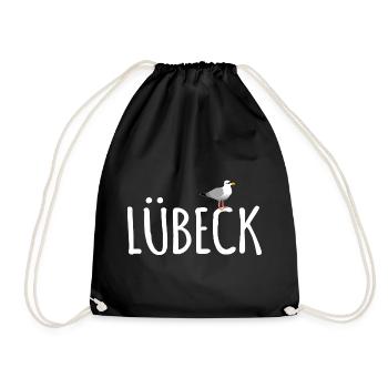 Lübeck Möwe - Turnbeutel - Schwarz - Vorne