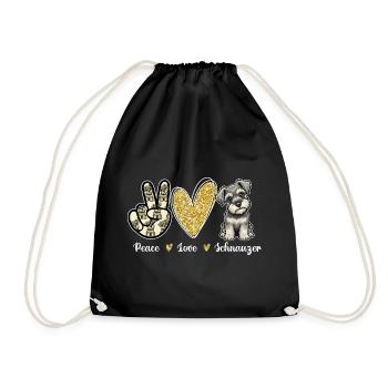 Peace Love Schnauzer Positiver Hundeliebhaber - Turnbeutel - Schwarz - Vorne