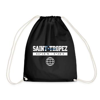 Saint-Tropez Frankreich Koordinaten Reise Souvenir - Turnbeutel - Schwarz - Vorne