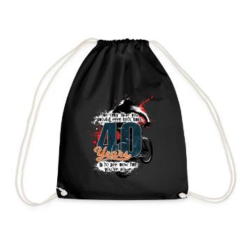 Mountain biker - 40th birthday - Drawstring Bag - black - Front