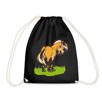 Freundliches Fjordpferd (Ohne Text) Weisse Umrisse - Sac de sport léger - noir - Devant