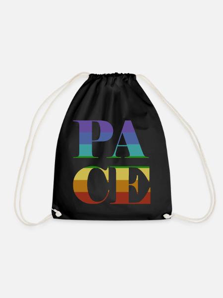 Pace in big colorful letters - Drawstring Bag - black