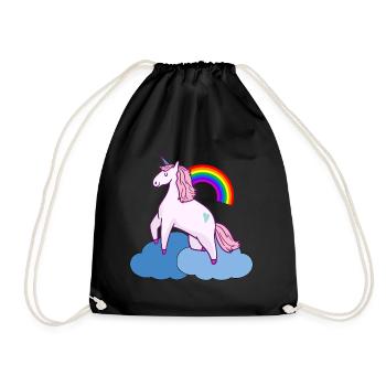 Cloud Unicorn Unicon Fantasy Sky Rainbow - Drawstring Bag - black - Front