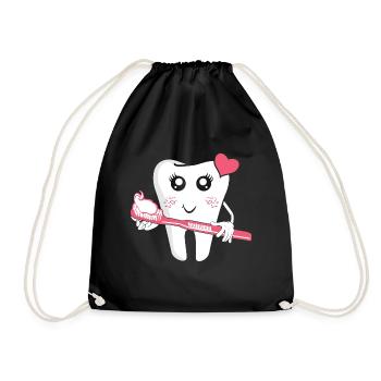 Love Heart Dentiste Cabinet Art Brosse à dents - Sac de sport léger - noir - Devant