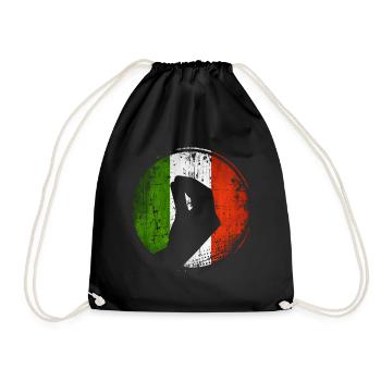 Italienische Flagge mit typischer Handgeste - Turnbeutel - Schwarz - Vorne