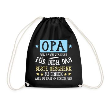 Opa... für dich das beste Geschenk... - Turnbeutel - Schwarz - Vorne