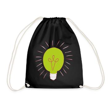 Neon green light bulb - Drawstring Bag - black - Front