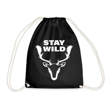 STAY WILD - Drawstring Bag - black - Front