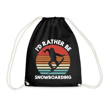 I’d Rather Be Snowboarding – Retro Look - Turnbeutel - Schwarz - Vorne