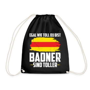 Badische Flagge | Badisch Baden Badener Geschenke - Turnbeutel - Schwarz - Vorne