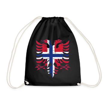 Albanien Norwegen Flagge used look - Turnbeutel - Schwarz - Vorne