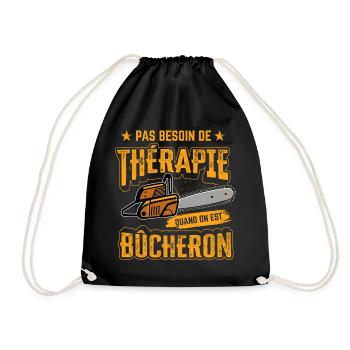 Bûcheron thérapie humour tronçonneuse original - Sac de sport léger - noir - Devant