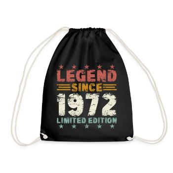 Legend 1972 Vintage Birthday Gift - Drawstring Bag - black - Front