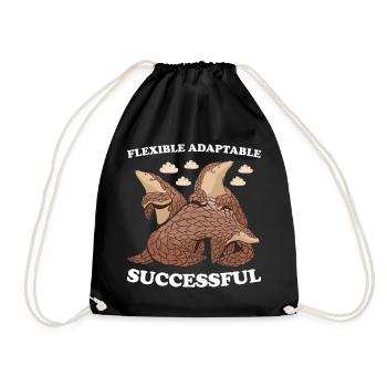 Flexible Adaptable Successful Pangolin - Drawstring Bag - black - Front