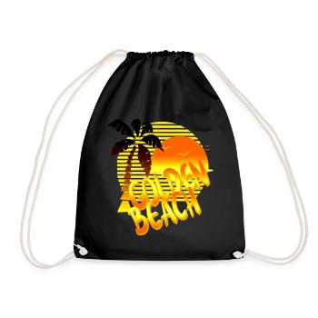 golden beach sun palm - Drawstring Bag - black - Front