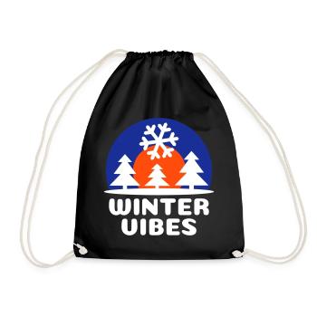 Winter vibes (sun, sky vault, snowflake) - Drawstring Bag - black - Front