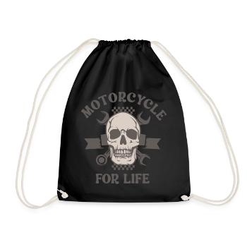 Motorcycle for a lifetime - Drawstring Bag - black - Front