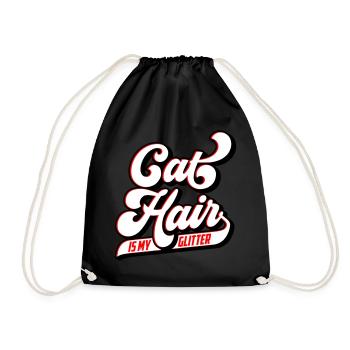 Cat hair is my glitter | Colors can be changed - Drawstring Bag - black - Front