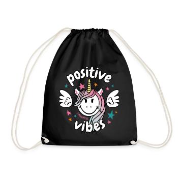 SmileyWorld Sourire Licorne Positive Vibes - Sac de sport léger - noir - Devant