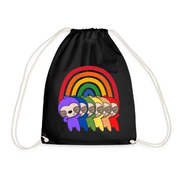 Bunte Regenbogen Faultiere - Turnbeutel - Schwarz - Vorne