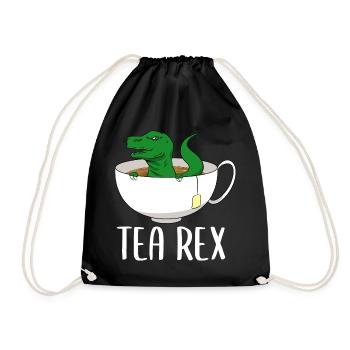 Tea Rex Tyrannosaurus Dinosaur Dino - Drawstring Bag - black - Front