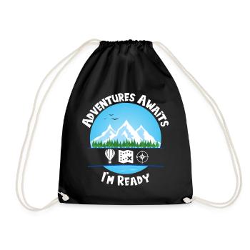 Adventures Awaits Blue I'm Ready - Drawstring Bag - black - Front