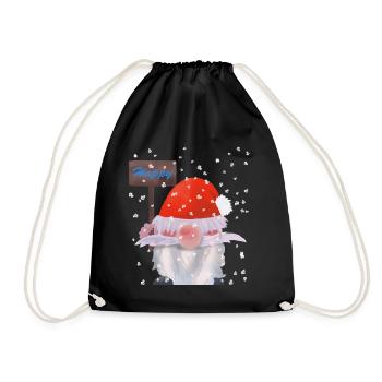 Winter Wichtel, Weihnachtszwerg, Kobolt im Schnee, - Turnbeutel - Schwarz - Vorne