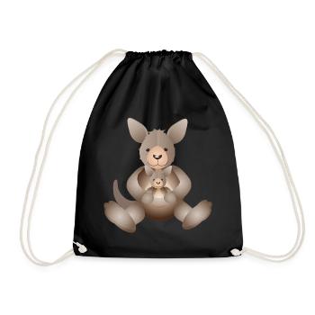 Maman kangourou avec une petite progéniture sucrée - Sac de sport léger - noir - Devant