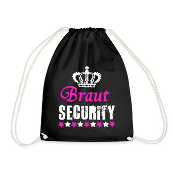 Braut Security - Funny JGA Shirt - Junggesellinnen - Turnbeutel - Schwarz - Vorne