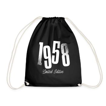 1958 Jahrgang Geburtstag Baujahr Geboren - Turnbeutel - Schwarz - Vorne