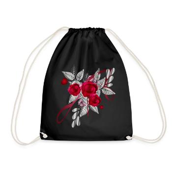 Bouquet argenté de la Saint-Valentin avec des roses - Sac de sport léger - noir - Devant