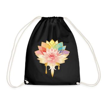 Lotus avec des fleurs dorées symbole dans des couleurs vives - Sac de sport léger - noir - Devant