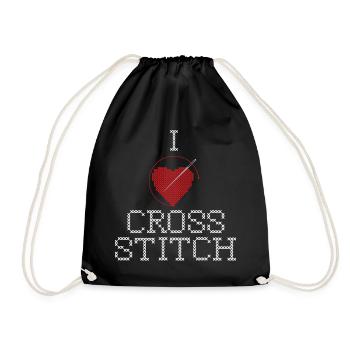 J’aime le point de croix - Artisanat Amoureux du point de croix - Sac de sport léger - noir - Devant