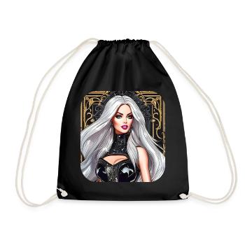 Anime Gothic Girl in Schwarz gold - Turnbeutel - Schwarz - Vorne
