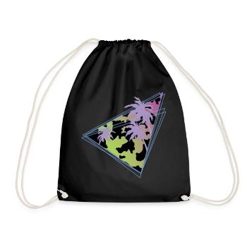 Vaporwave Cow Pattern Farm Animal Gift Cow - Drawstring Bag - black - Front