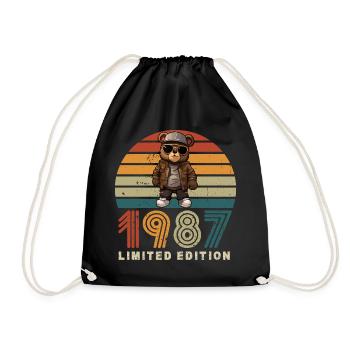 Limited Edition 1987 Year of Construction Birthday Vintage - Drawstring Bag - black - Front