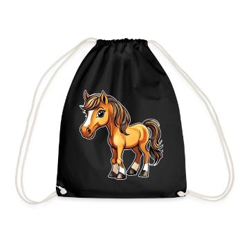 Cute little horse with blaze - Drawstring Bag - black - Front