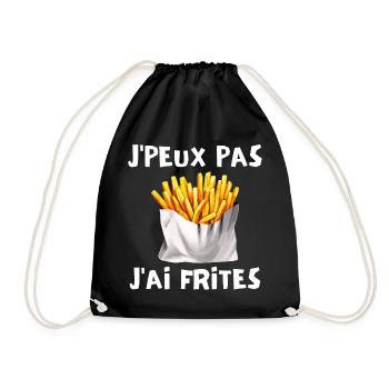 frites, manger des frites, fast food - Sac de sport léger - noir - Devant