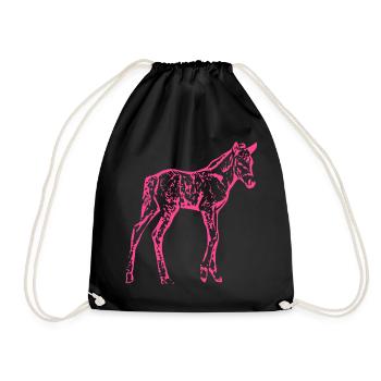 Pferd rosa pink - Turnbeutel - Schwarz - Vorne