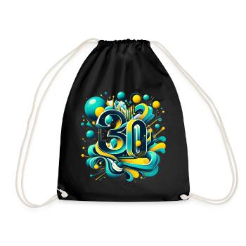 30 ans anniversaire rétro futuriste 3D bleu jaune - Sac de sport léger - noir - Devant