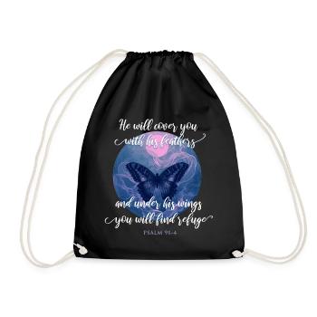 Citation chrétienne verset de la Bible papillon - Sac de sport léger - noir - Devant