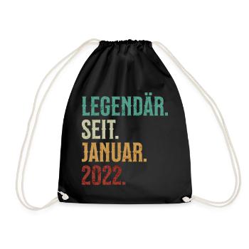 Legendär. Seit. Januar. 2022. Retro Birthday - Turnbeutel - Schwarz - Vorne